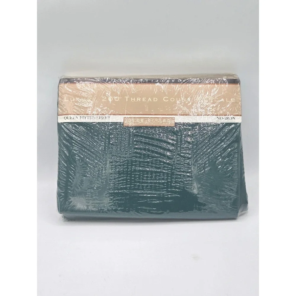 Vintage Lady Pepperell Queen Fitted Sheet - Hunter Green‎ - 200 TC - New Sealed